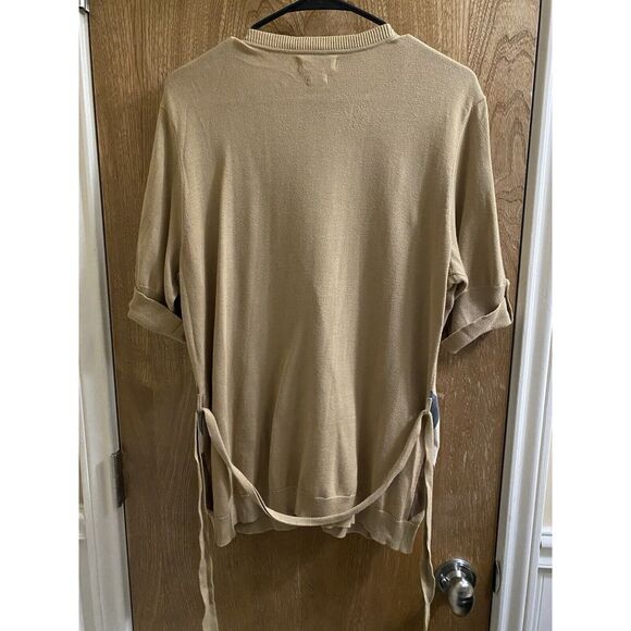 Vintage Van Heusen Tan Button Up Cardigan Waist Tie Gray/White/Brown Argyle Sz L - Picture 12 of 16